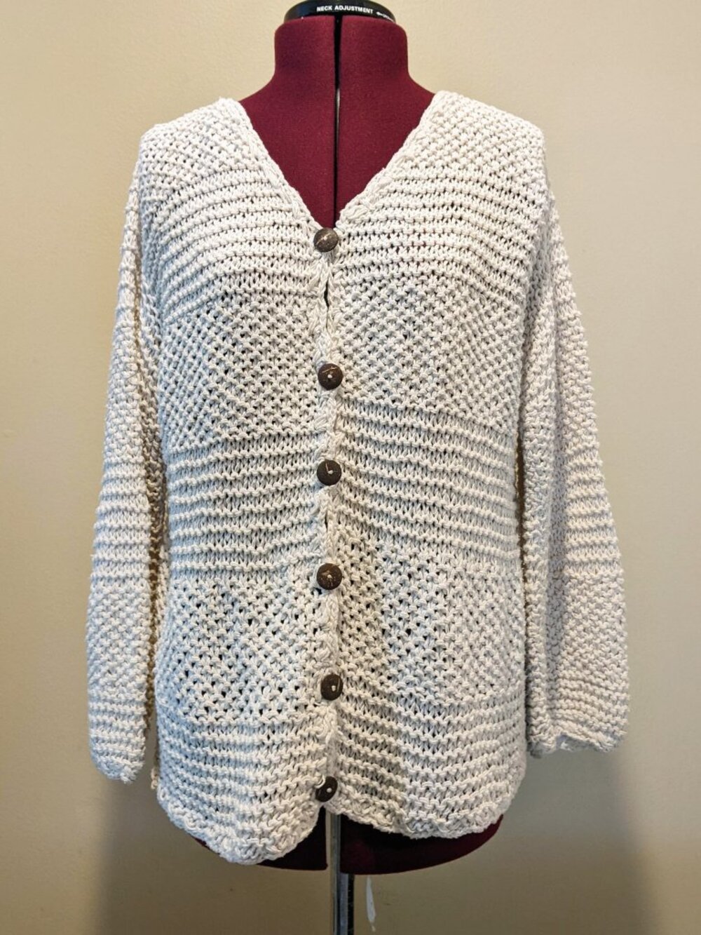 Rare Vintage Eastwinds Trading Co. 100% Cotton Knit Cardigan Open Weave M - XL